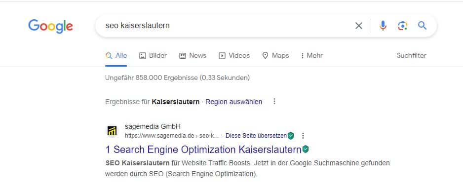Google Suche für SEO Kaiserslautern